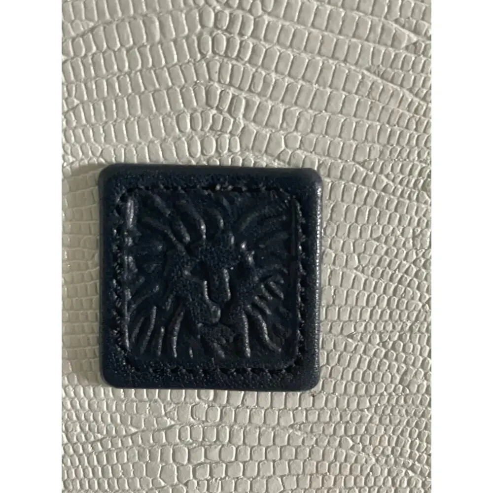 Vintage Anne Klein Calderon White Croc Embossed Crossbody Navy Trim Bag
